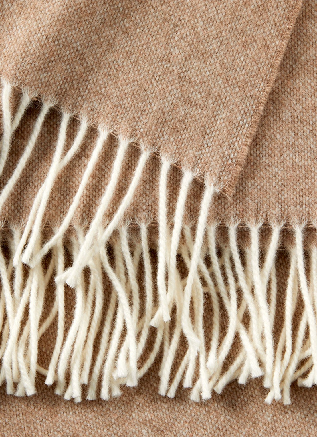 Yves Delorme Club plaid van wol met franjes 130 x 170 cm - detail 4 beige