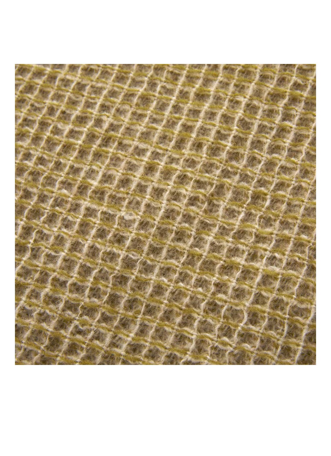 Yves Delorme Cosy plaid van scheerwol met franjes 130 x 170 cm - voorkant 2 zand
