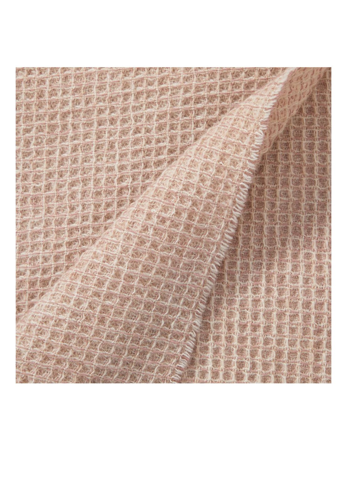 Yves Delorme Cosy plaid van scheerwol met franjes 130 x 170 cm - achterkant beige