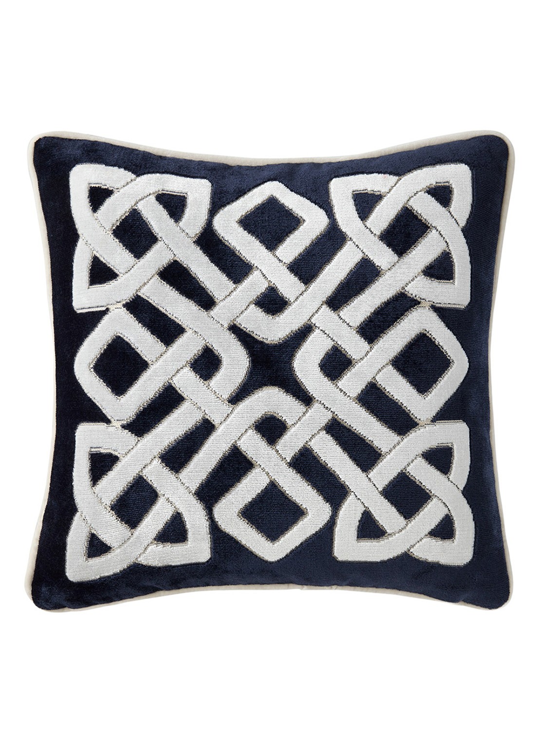 Yves Delorme Entrelac sierkussenhoes 45 x 45 cm - voorkant donkerblauw