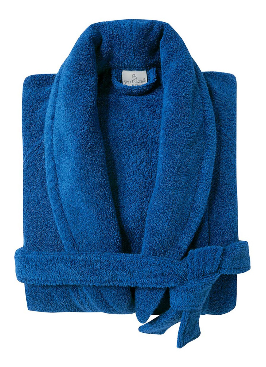 Yves Delorme Etoile badjas in katoenblend - voorkant 4 donkerblauw