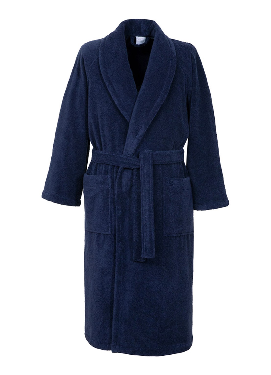 Yves Delorme Etoile badjas in katoenblend - voorkant 5 donkerblauw
