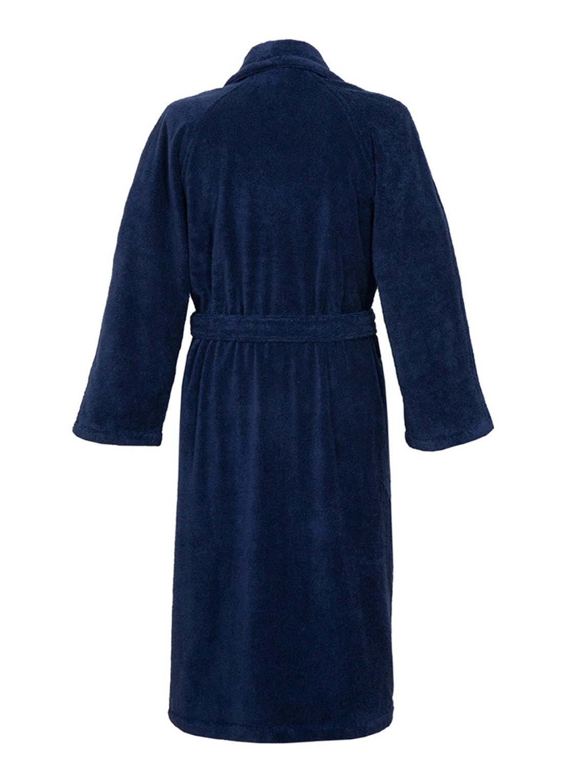 Yves Delorme Etoile badjas in katoenblend - voorkant 6 donkerblauw