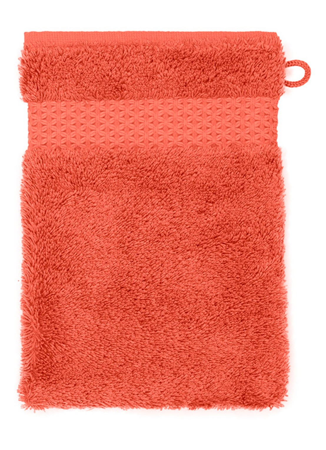 Yves Delorme Etoile washand - 700 gr/m2 - 16 x 22 cm - voorkant koraalrood