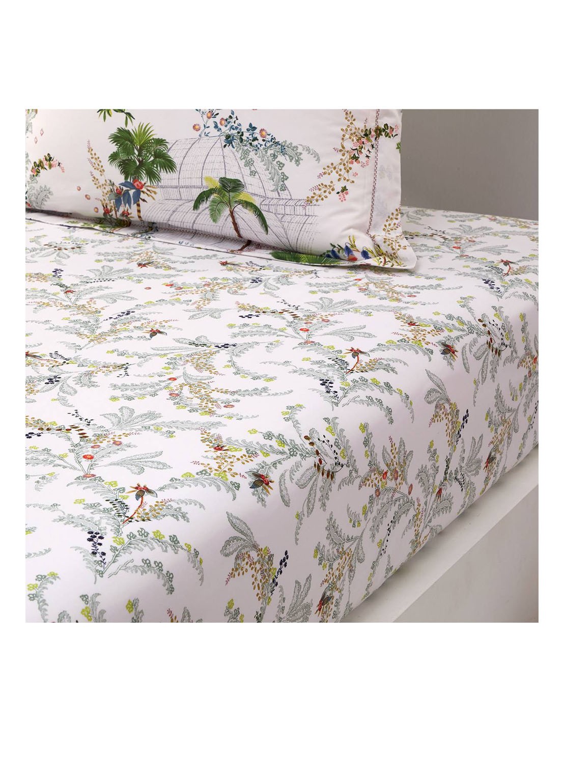 Yves Delorme Jardins hoeslaken van  katoen, hoekhoogte 40 cm - voorkant multicolor
