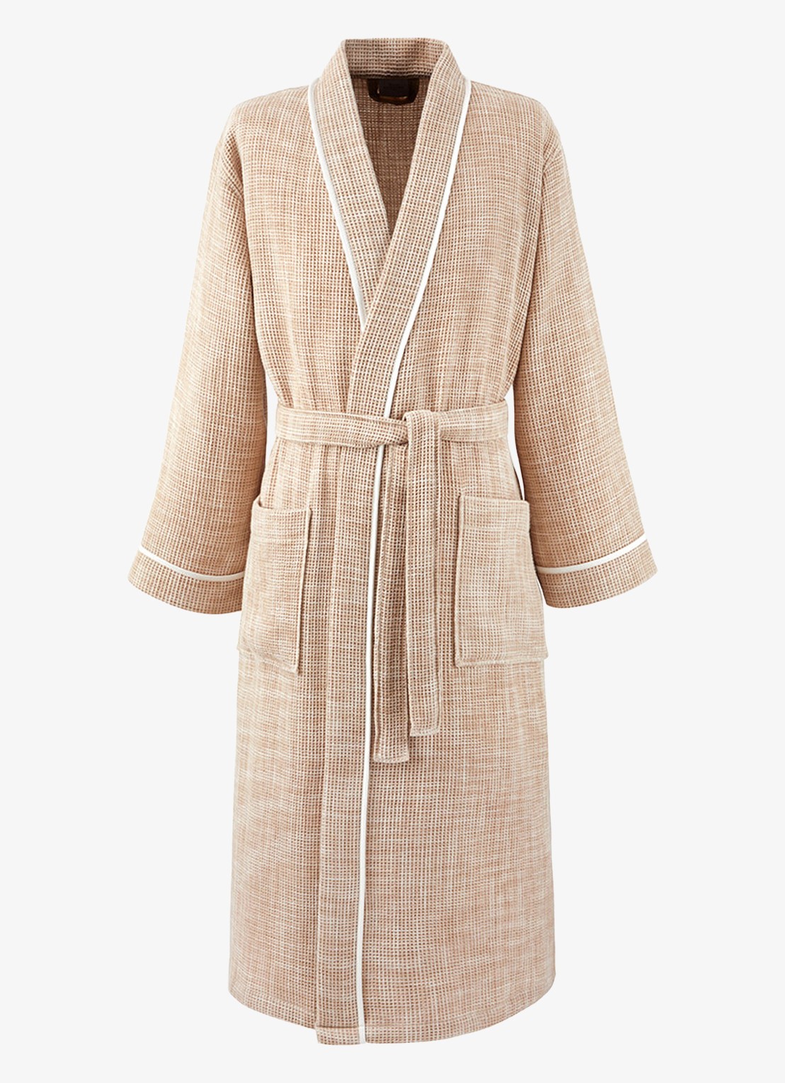 Yves Delorme Léo badjas van katoen - unisex - voorkant 4 beige