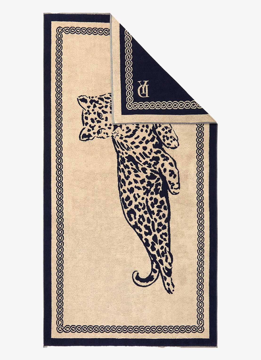 Yves Delorme Leopard strandlaken van  katoen 90 x 160 cm - voorkant 5 beige