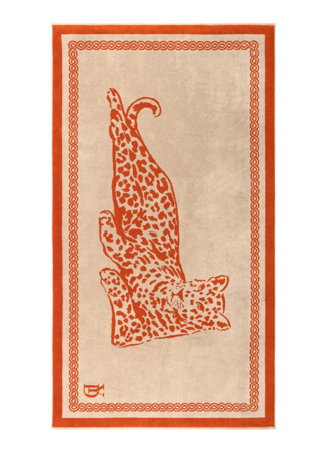 Yves Delorme Leopard strandlaken van  katoen 90 x 160 cm - voorkant orange