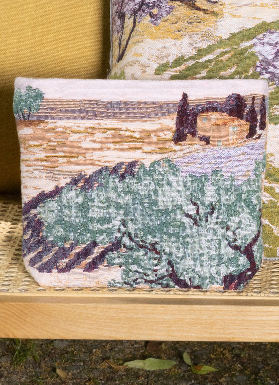 Yves Delorme Les Baux toilettas met print - achterkant lichtroze
