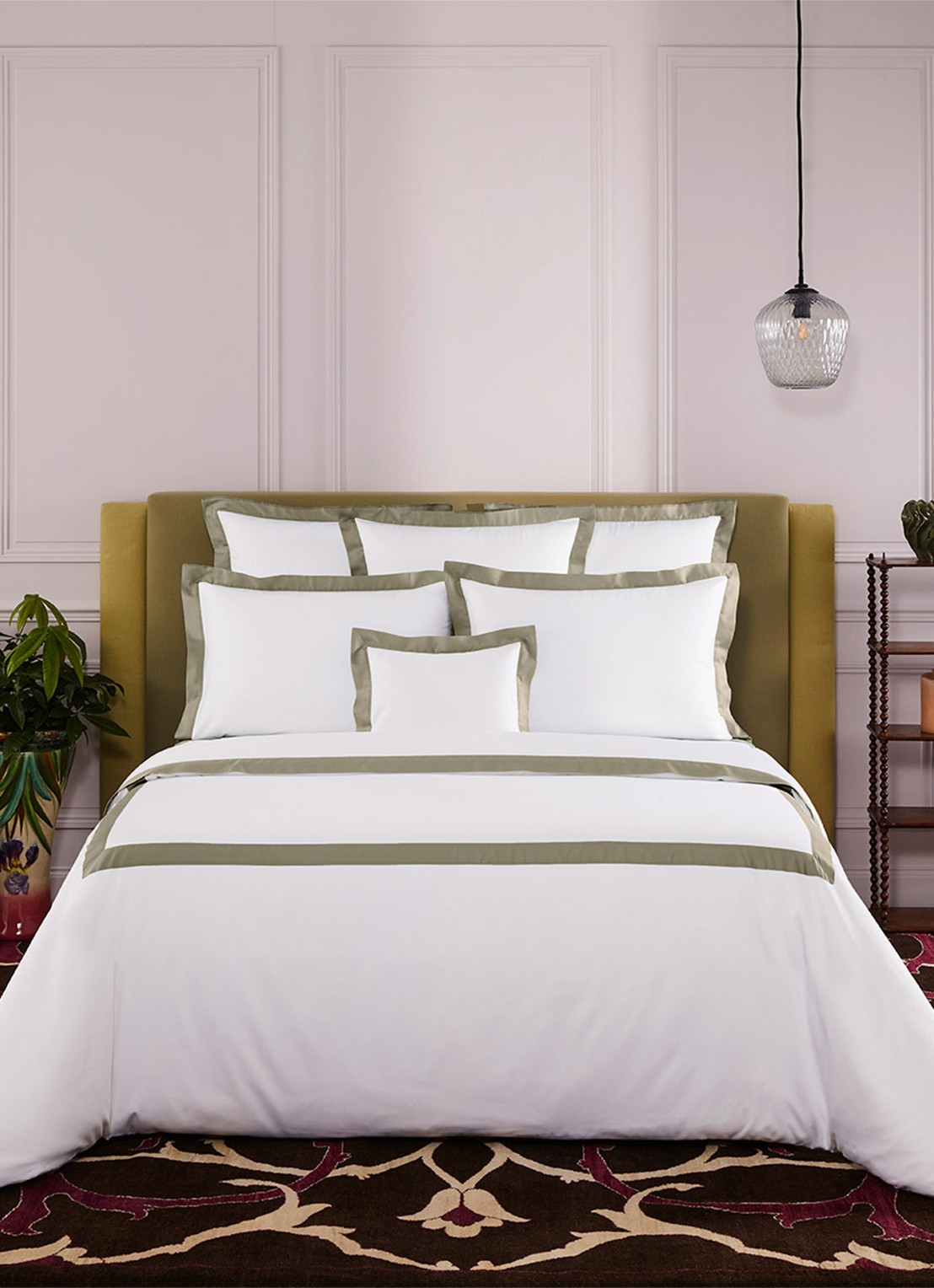 Yves Delorme Linea kussensloop 120TC - detail 4 khaki