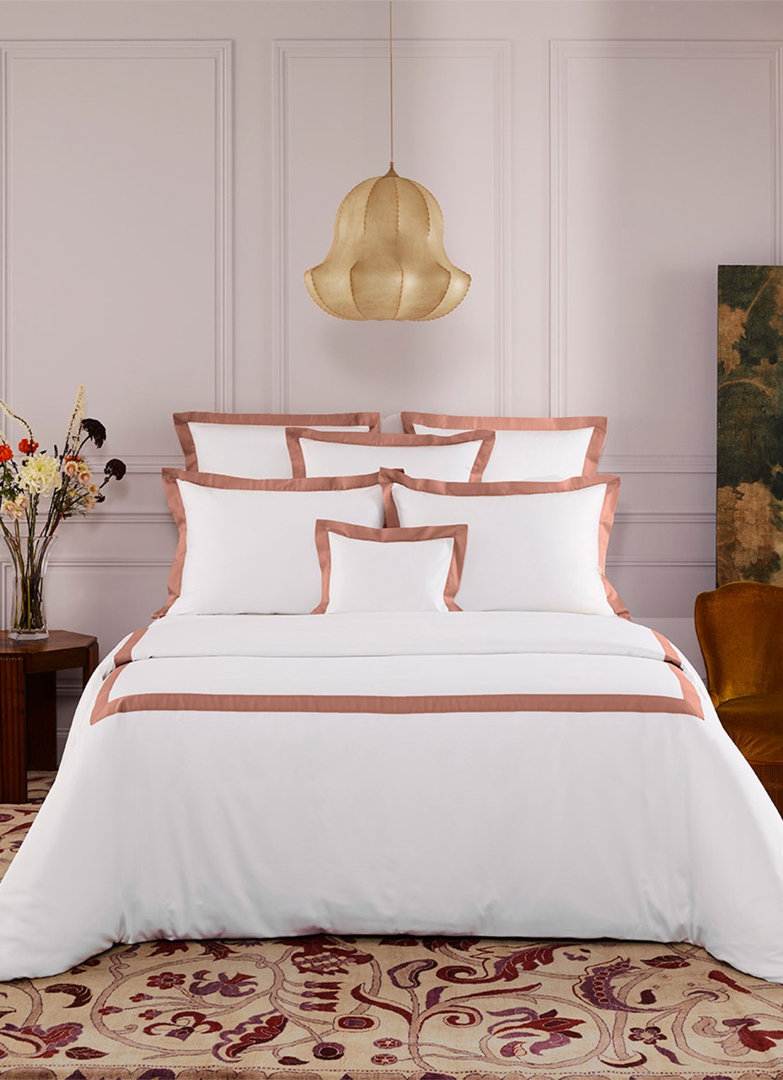 Yves Delorme Linea kussensloop 120TC - detail 5 oudroze