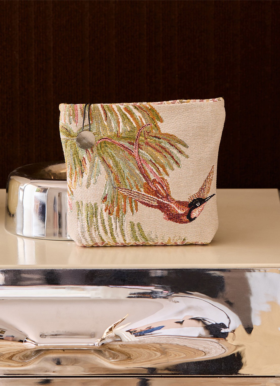 Yves Delorme Manaca toilettas met print - detail 4 beige