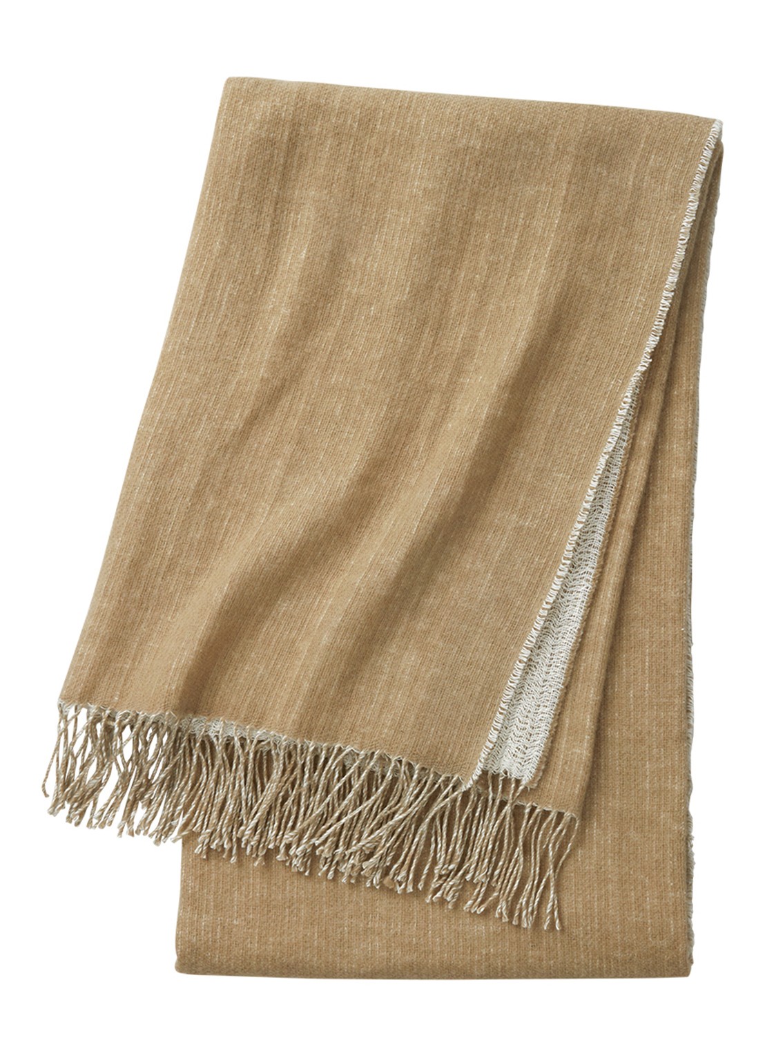 Yves Delorme Mysore plaid in wolblend 130 x 170 cm - voorkant beige
