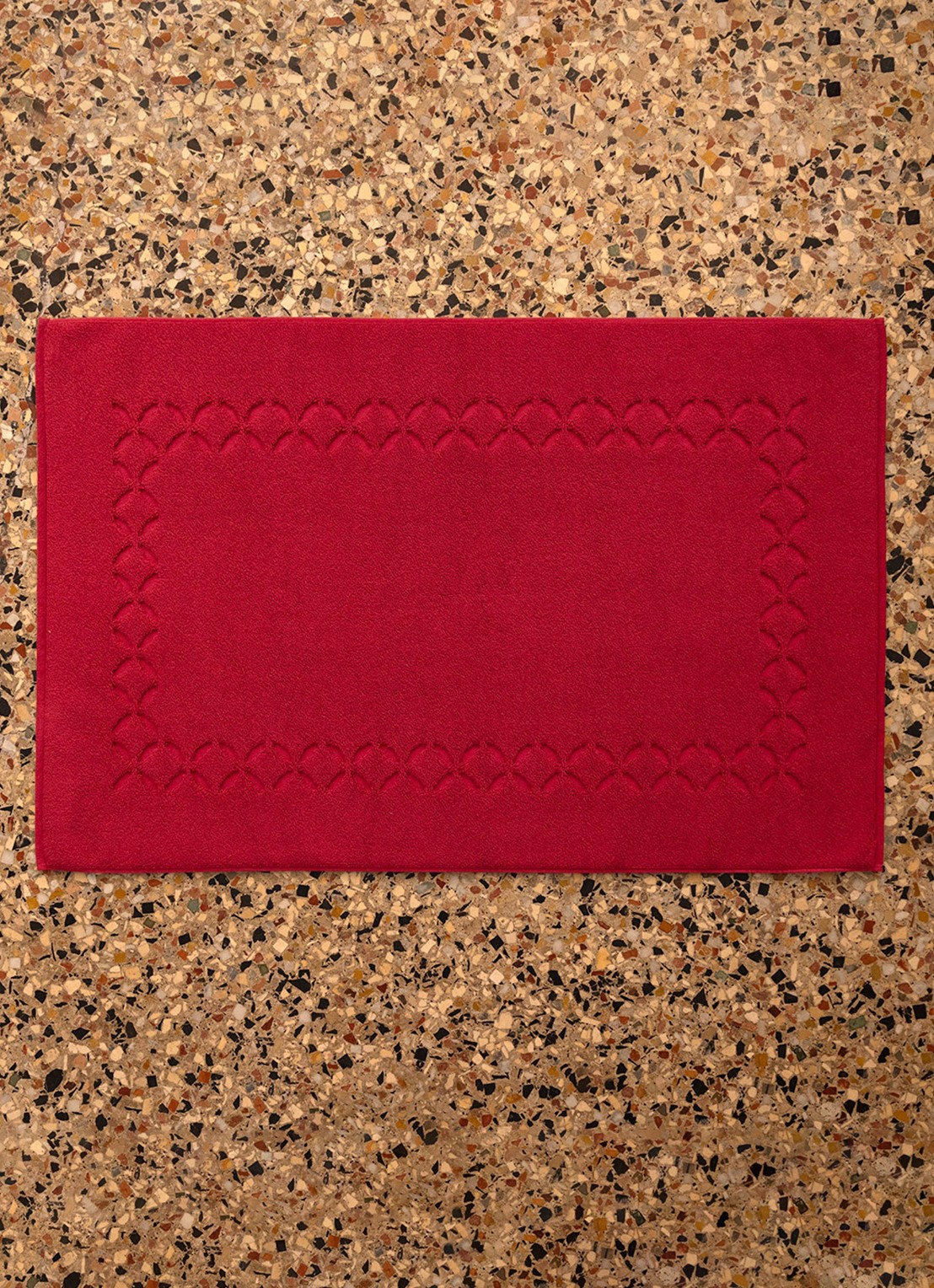 Yves Delorme Nature Amande badmat 55 x 90 cm - voorkant 2 fuchsia