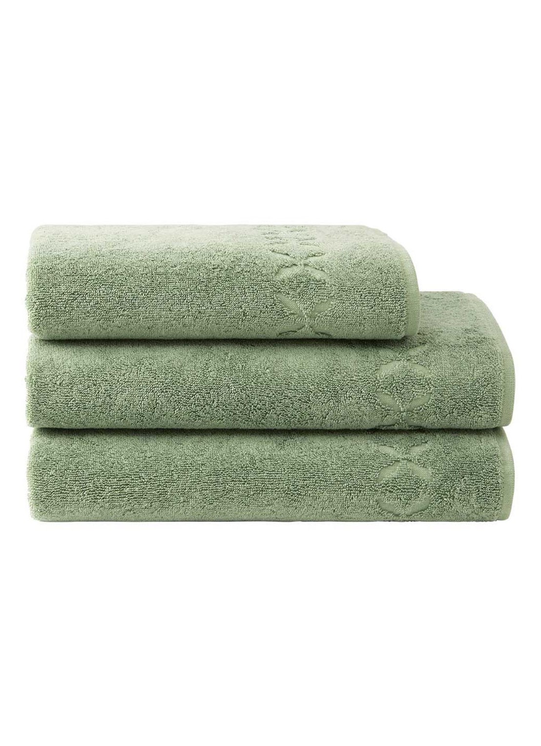 Yves Delorme Nature Amande gastendoek - 550 gr/m2 - voorkant 5 groen