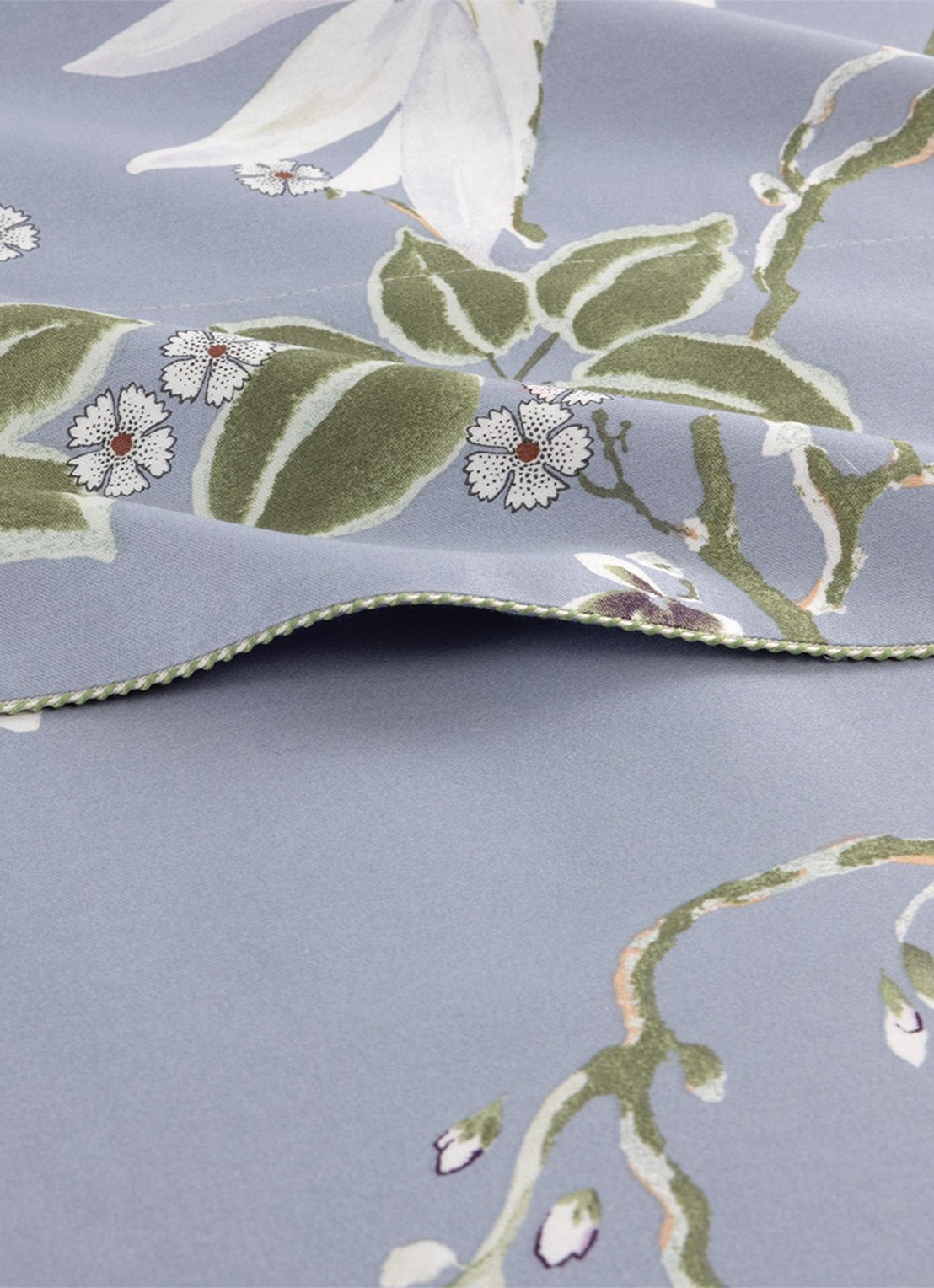 Yves Delorme Rameau laken 120TC - detail blauwgrijs