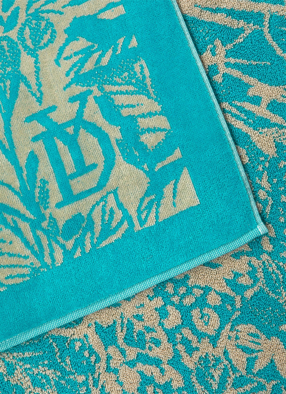 Yves Delorme Sao strandlaken van  katoen 90 x 160 cm - achterkant turquoise