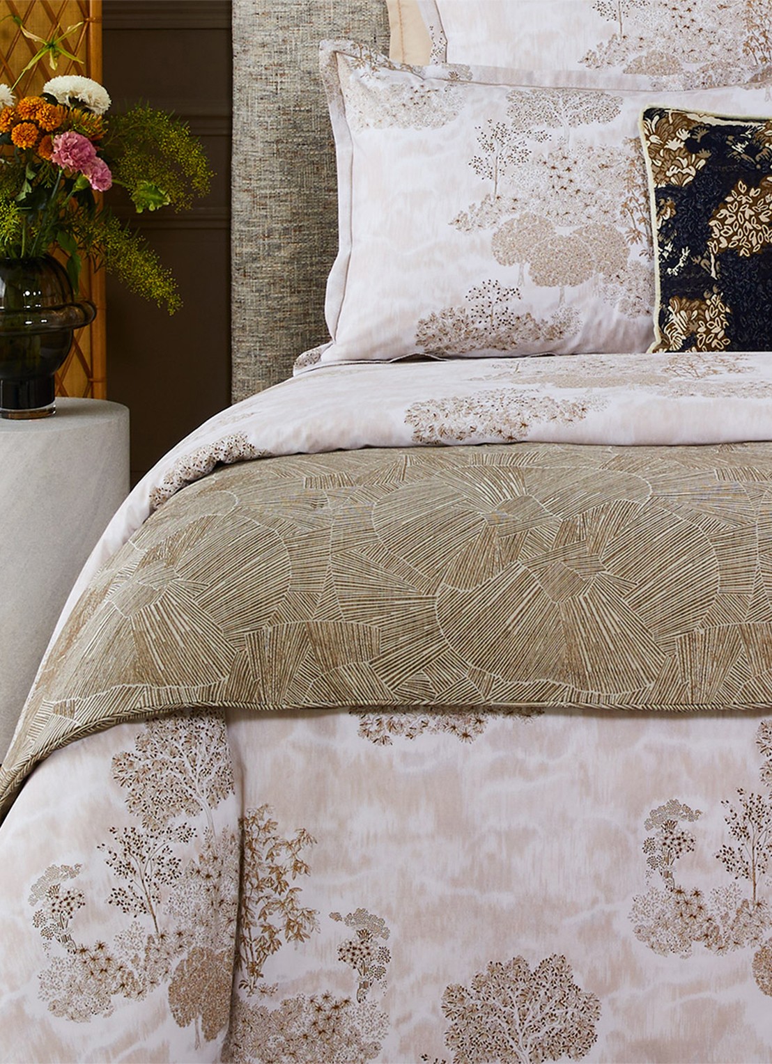 Yves Delorme Séquoia bedsprei 80 x 220 cm - achterkant beige