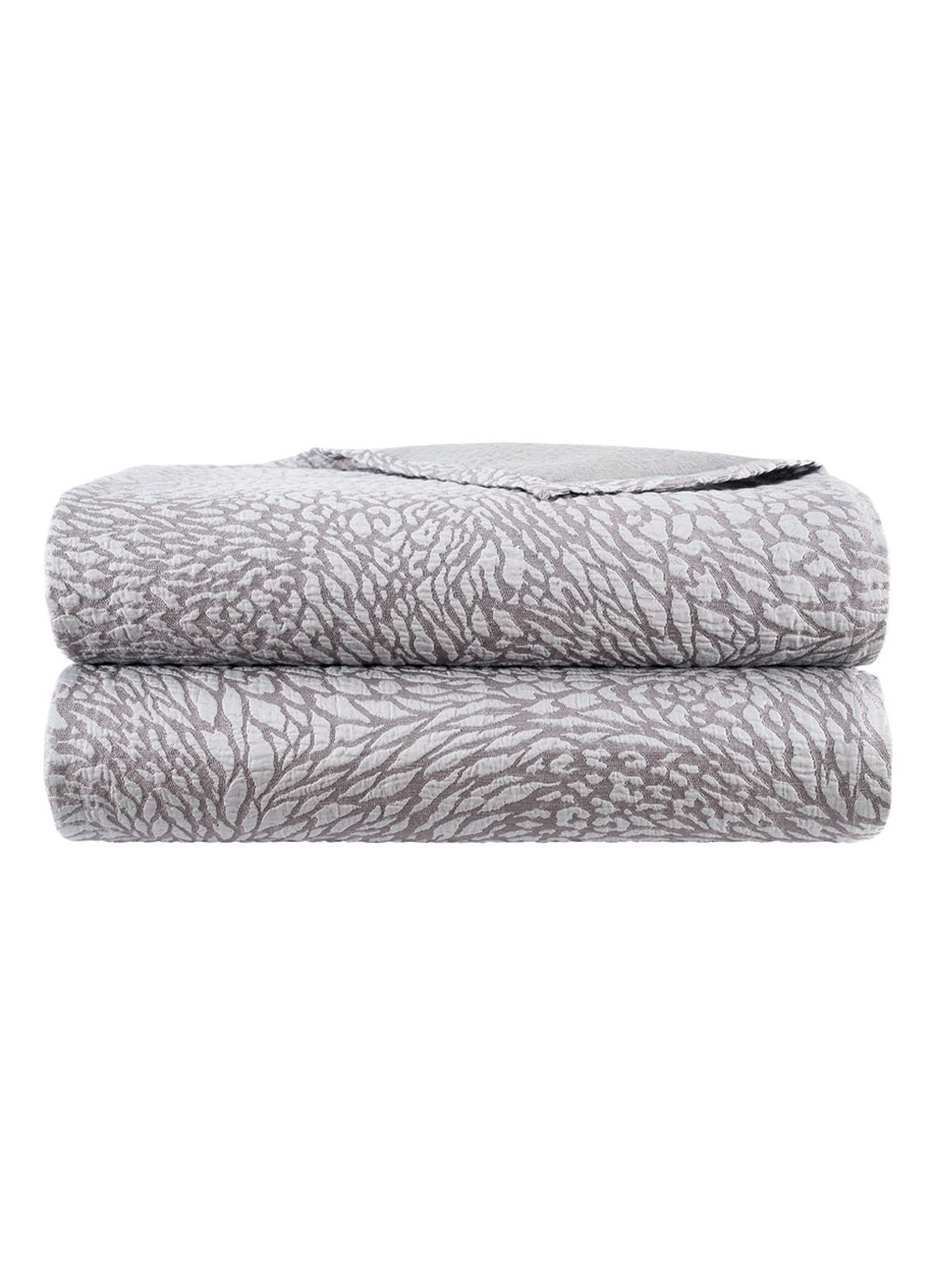 Yves Delorme Souvenir bedsprei in katoenblend - voorkant zilver