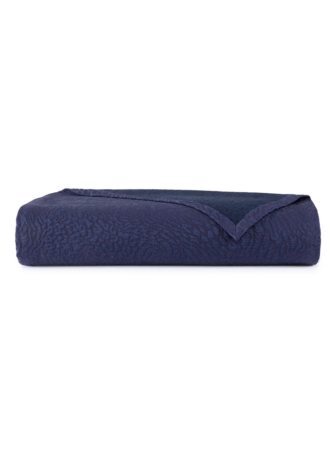 Yves Delorme Souvenir bedsprei in katoenblend - voorkant staalblauw