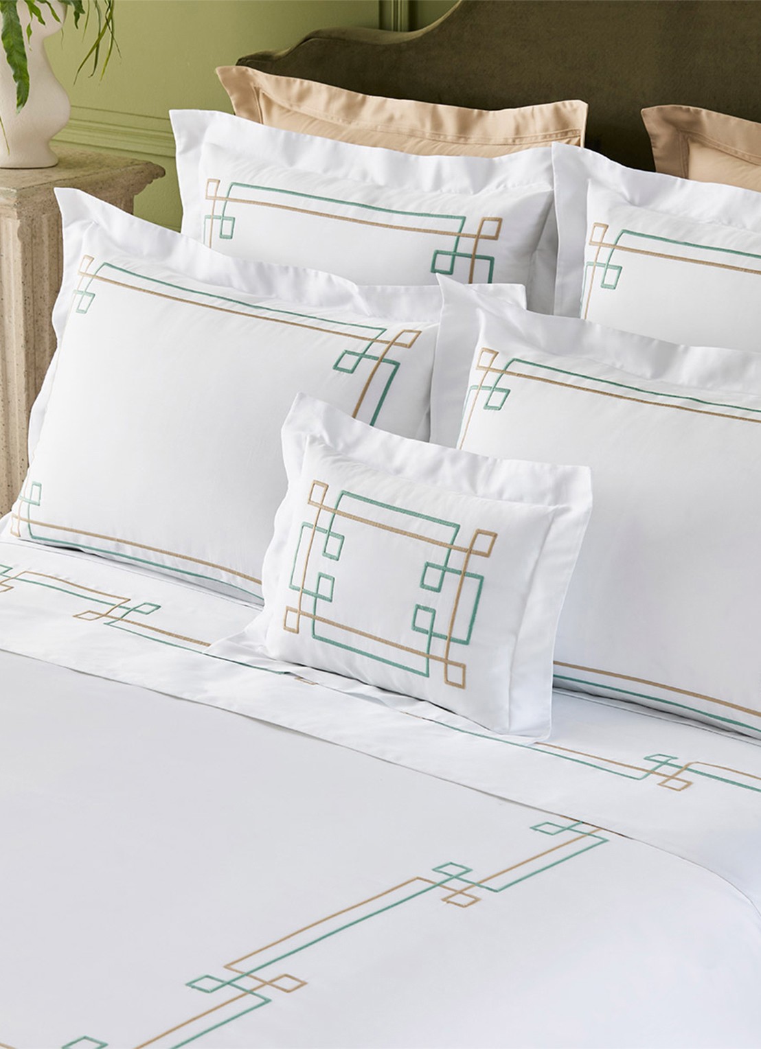 Yves Delorme Villa kussensloop - detail 6 wit