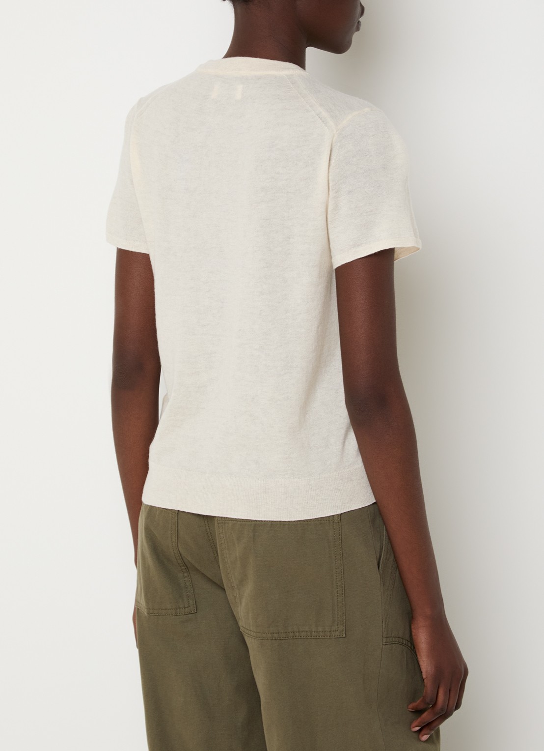 Zadig&Voltaire Aero T-shirt met logo van kasjmier - achterkant vanillegeel