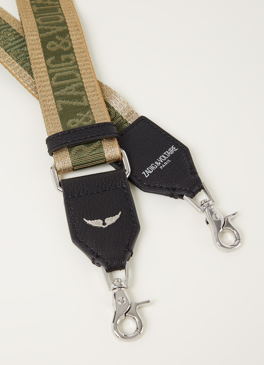 Zadig&Voltaire Afneembare schouderriem met glitter logo - detail goud