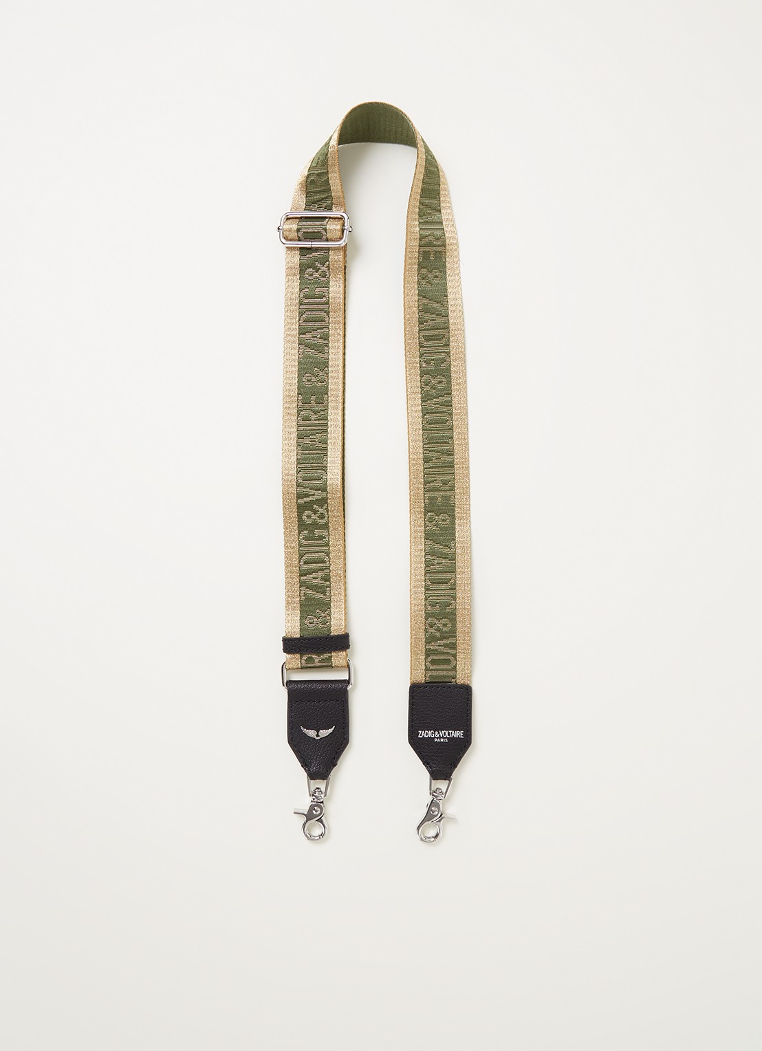 Zadig&Voltaire Afneembare schouderriem met glitter logo - voorkant 2 goud
