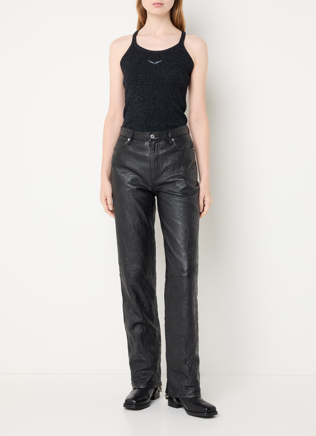 Zadig&Voltaire Alba tanktop met lurex - voorkant 3 zwart