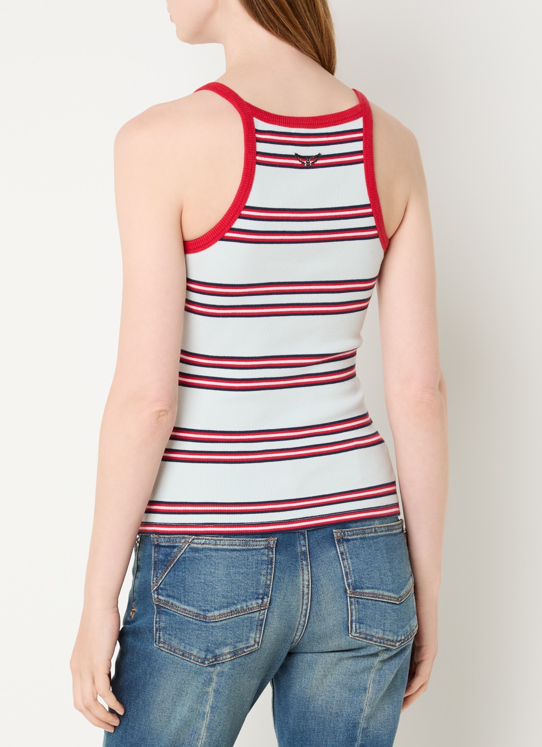 Zadig&Voltaire Albao ribgebreide tanktop met streepprint - achterkant 4 blauw