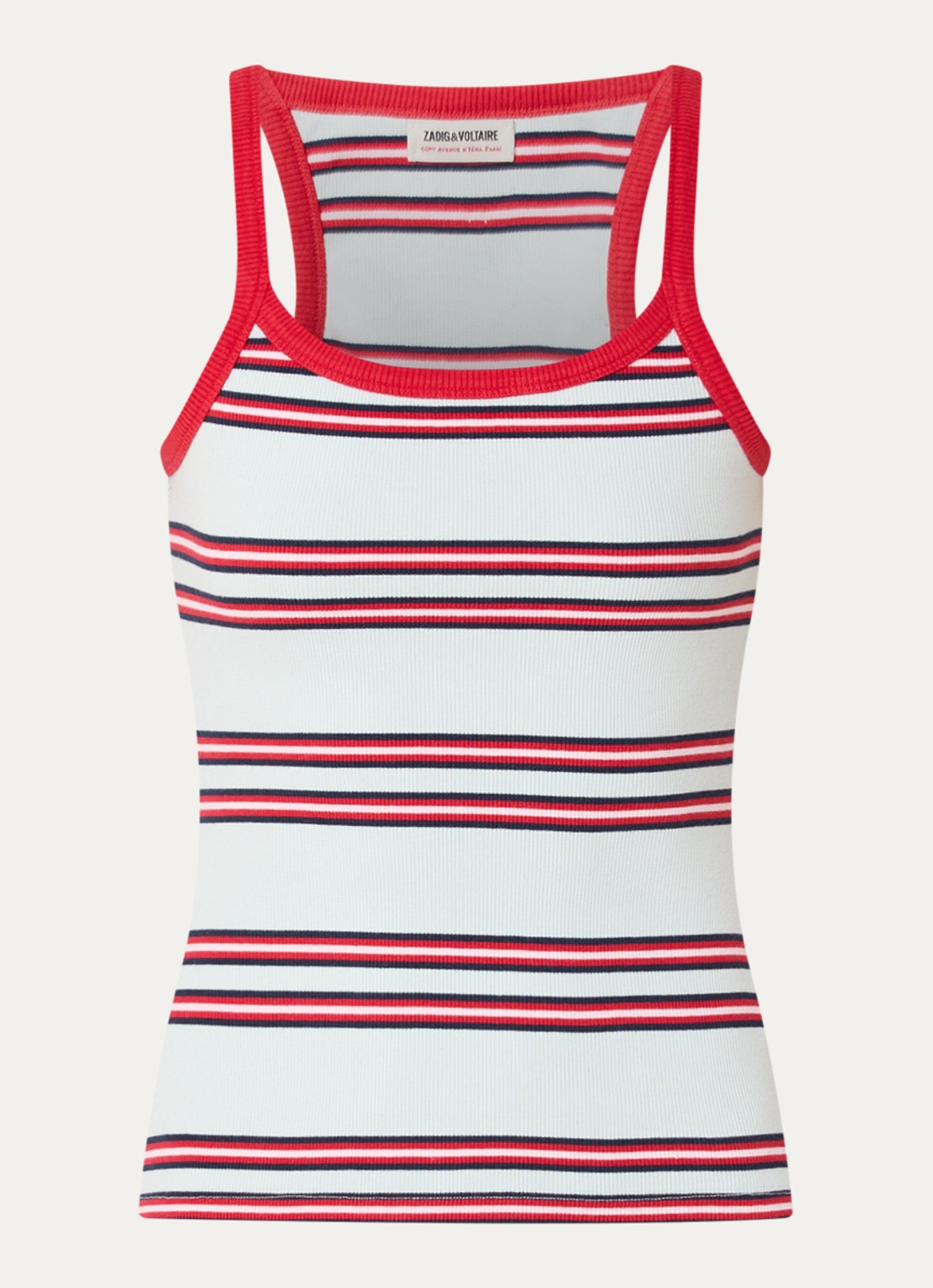 Zadig&Voltaire Albao ribgebreide tanktop met streepprint - voorkant 2 blauw