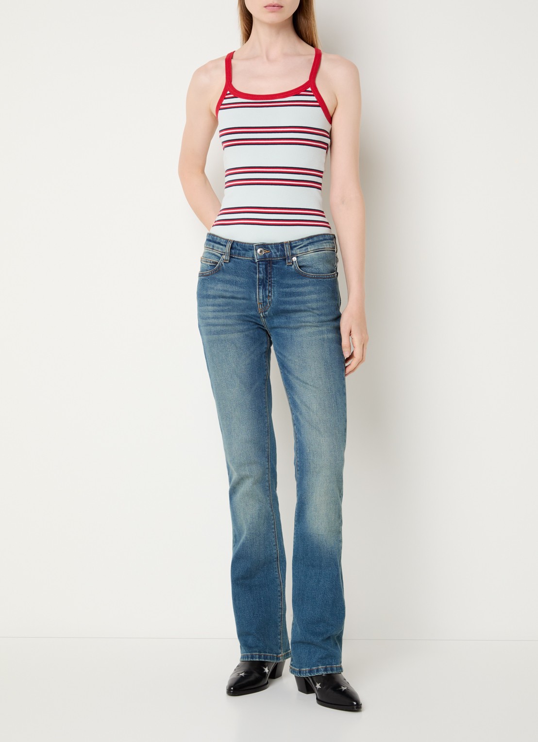 Zadig&Voltaire Albao ribgebreide tanktop met streepprint - voorkant 3 blauw