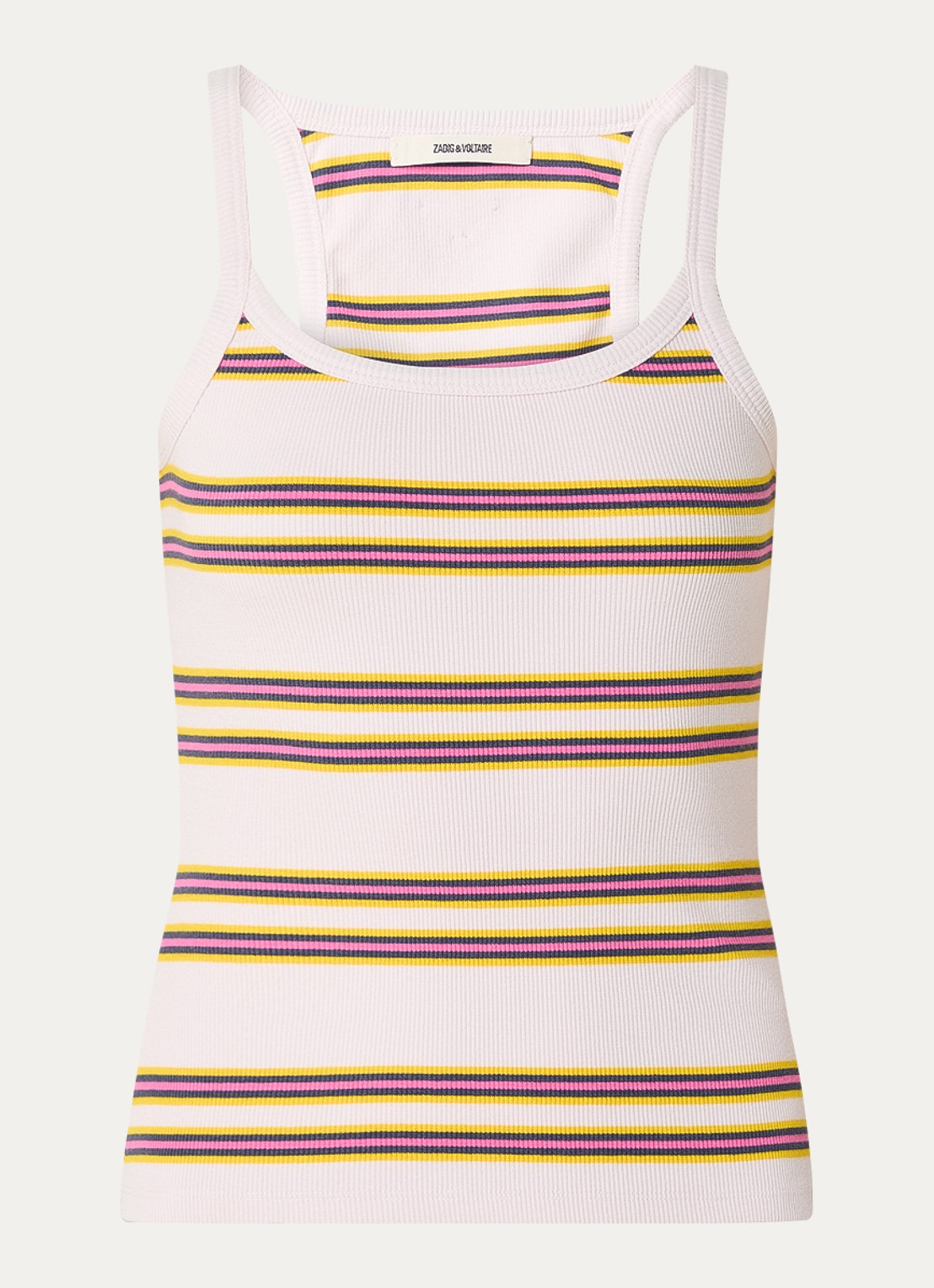 Zadig&Voltaire Albao ribgebreide tanktop met streepprint - voorkant lichtroze