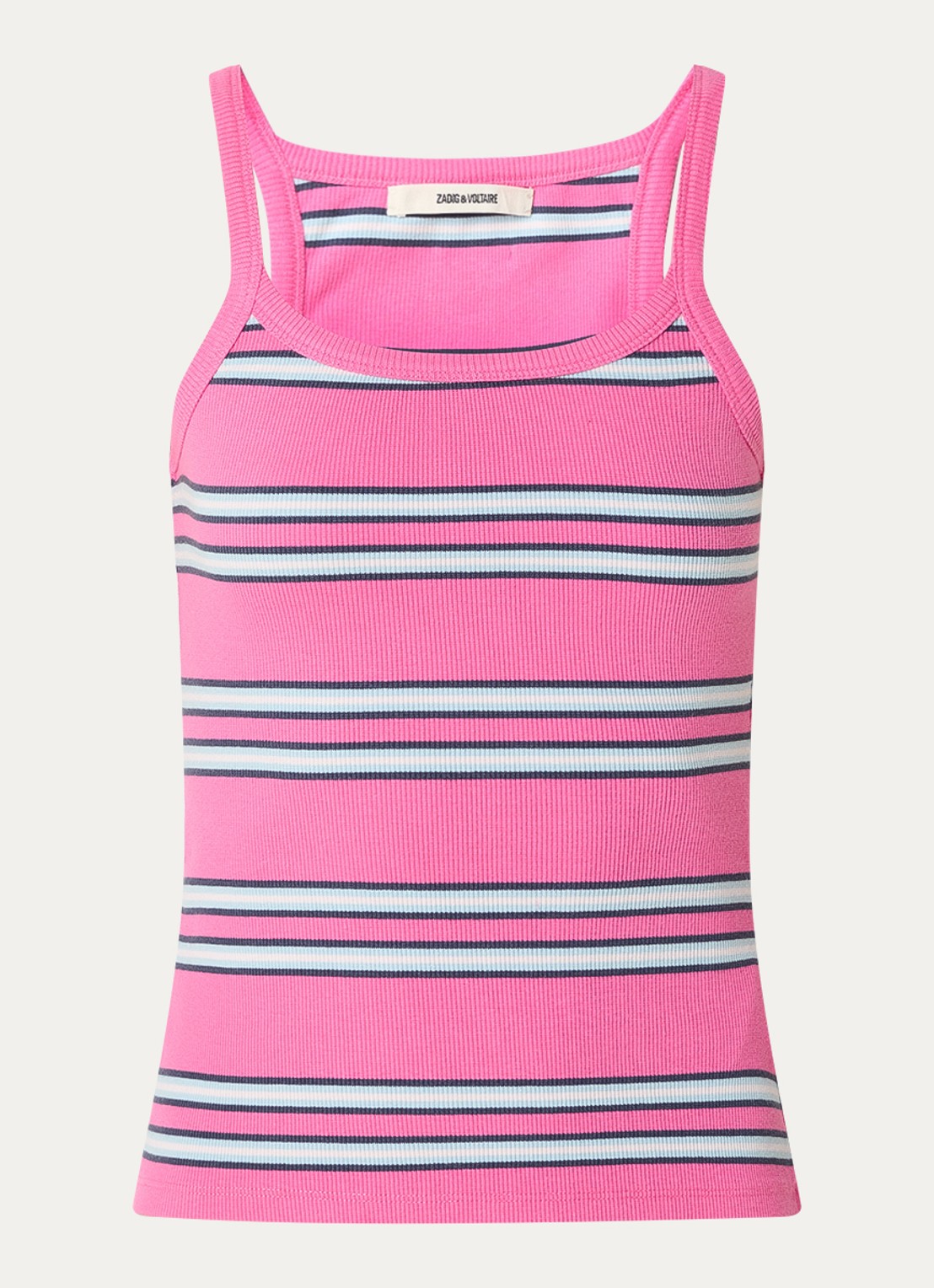 Zadig&Voltaire Albao ribgebreide tanktop met streepprint - voorkant 3 fuchsia