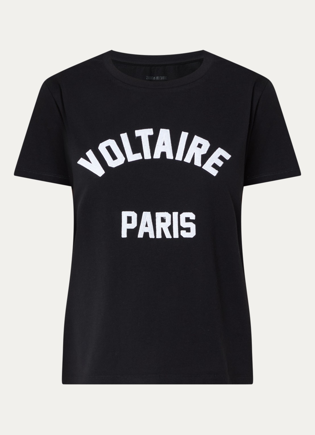 Zadig&Voltaire Alys T-shirt met logoborduring - voorkant 2 zwart