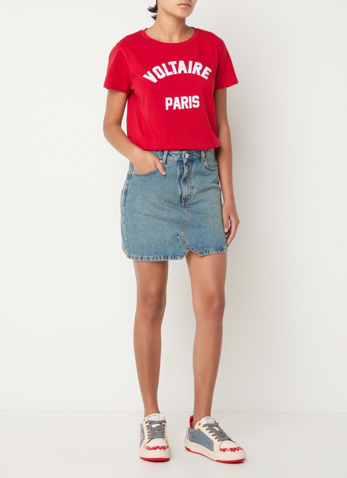 Zadig&Voltaire Alys T-shirt met logoborduring - voorkant 4 rood