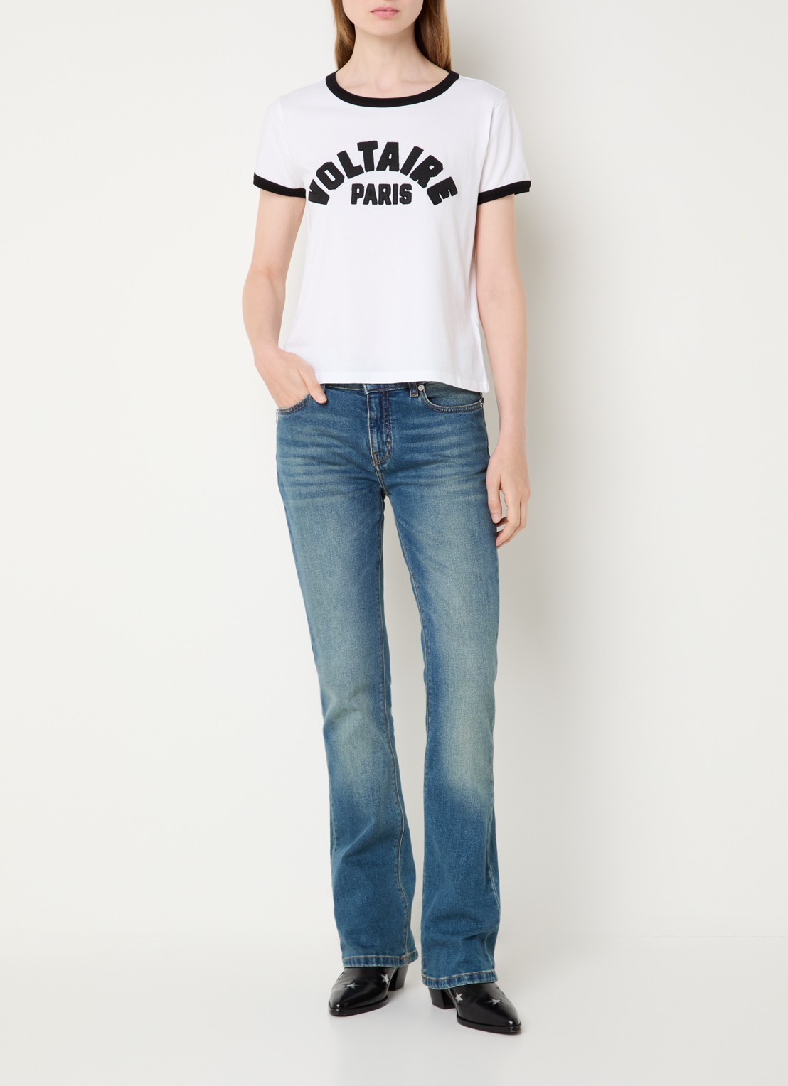 Zadig&Voltaire Alys T-shirt met logoborduring - voorkant 2 wit