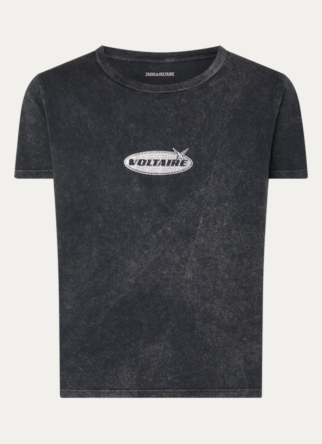 Zadig&Voltaire Alys T-shirt met logoprint en strass - voorkant antraciet