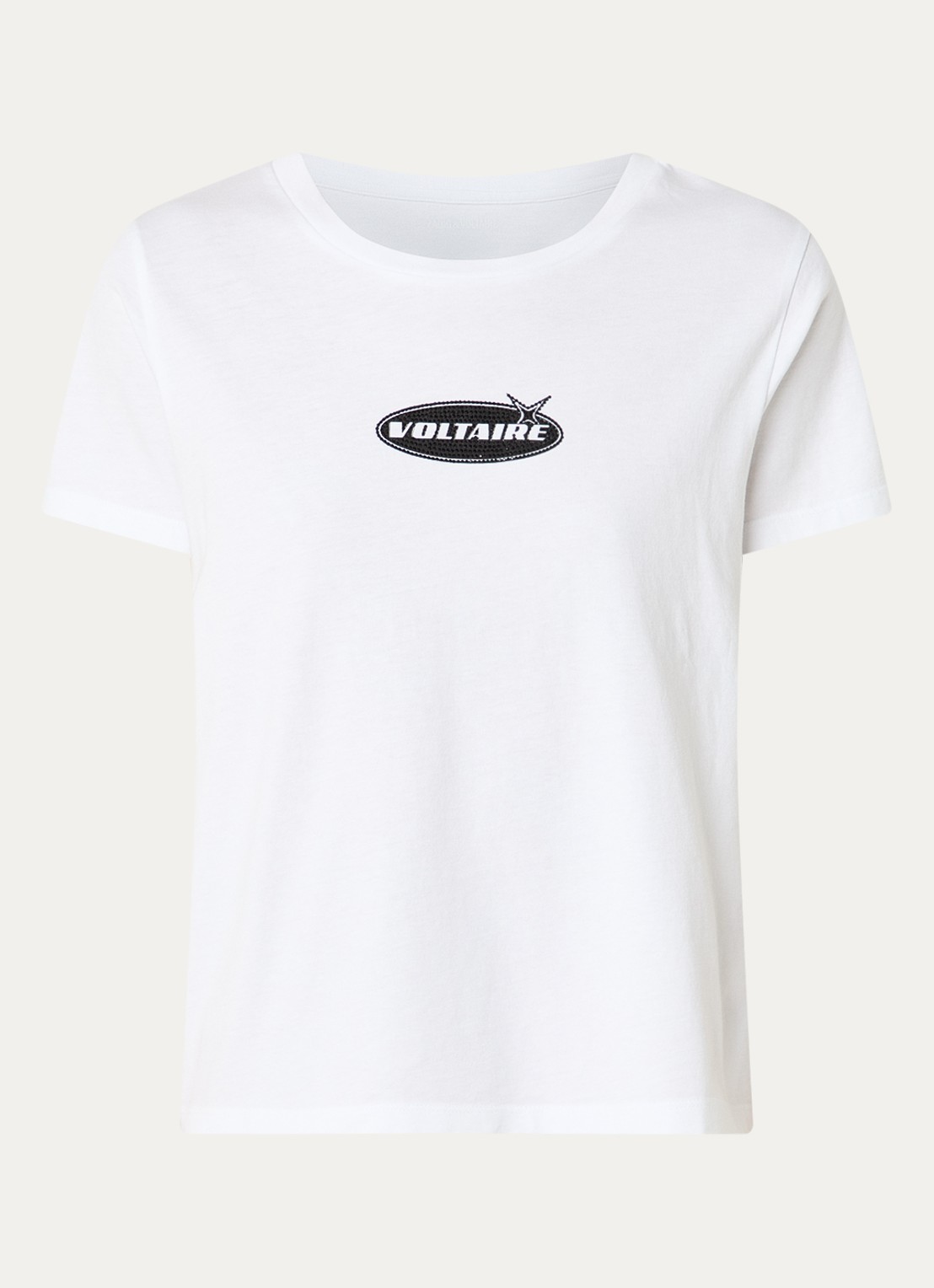 Zadig&Voltaire Alys T-shirt met logoprint en strass - voorkant 3 wit