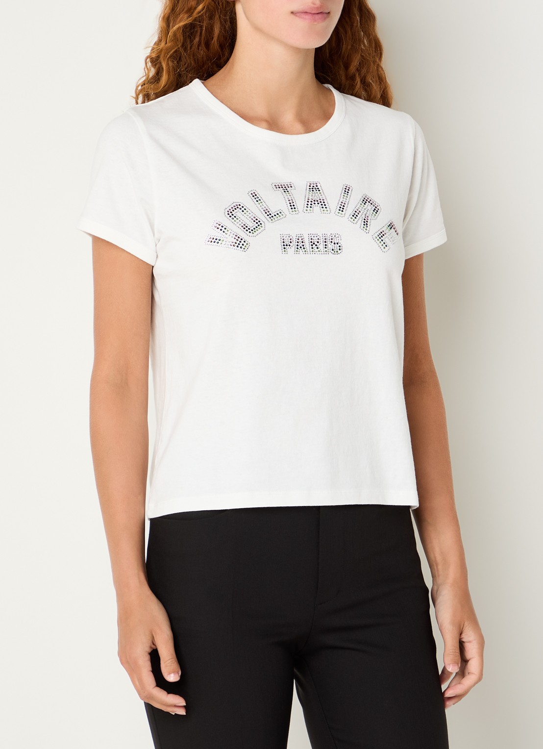 Zadig&Voltaire Alyss T-shirt met strass - detail 4 gebroken wit