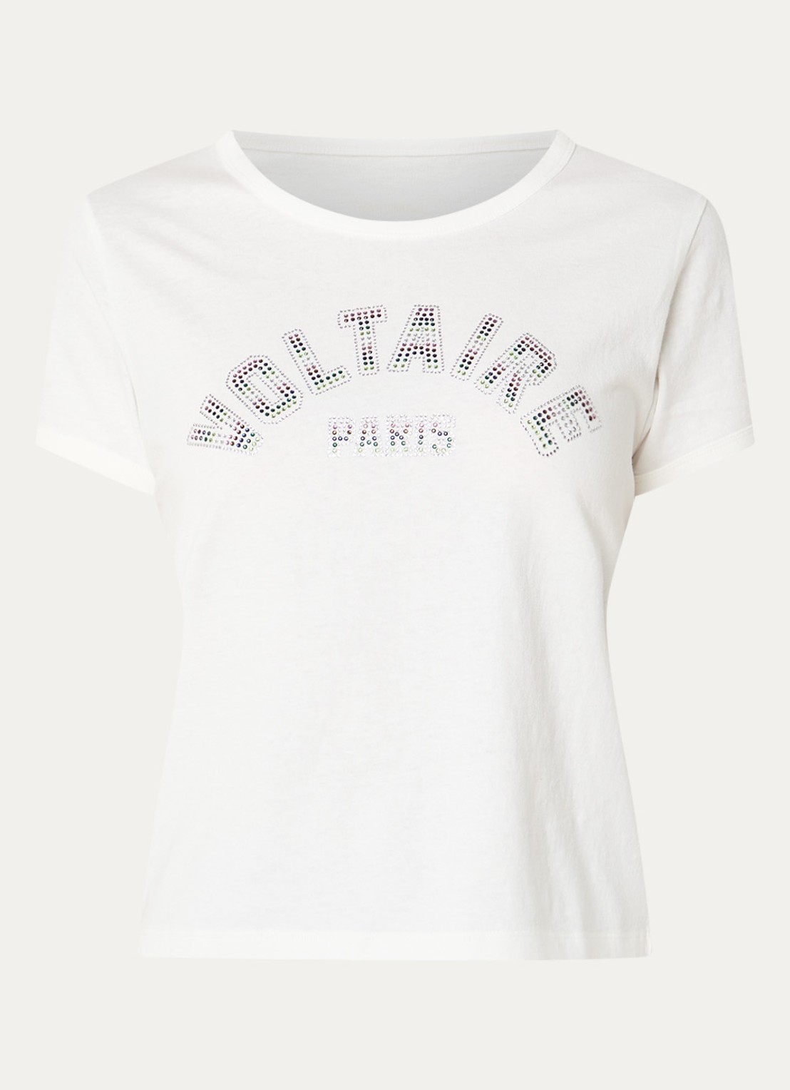 Zadig&Voltaire Alyss T-shirt met strass - voorkant gebroken wit