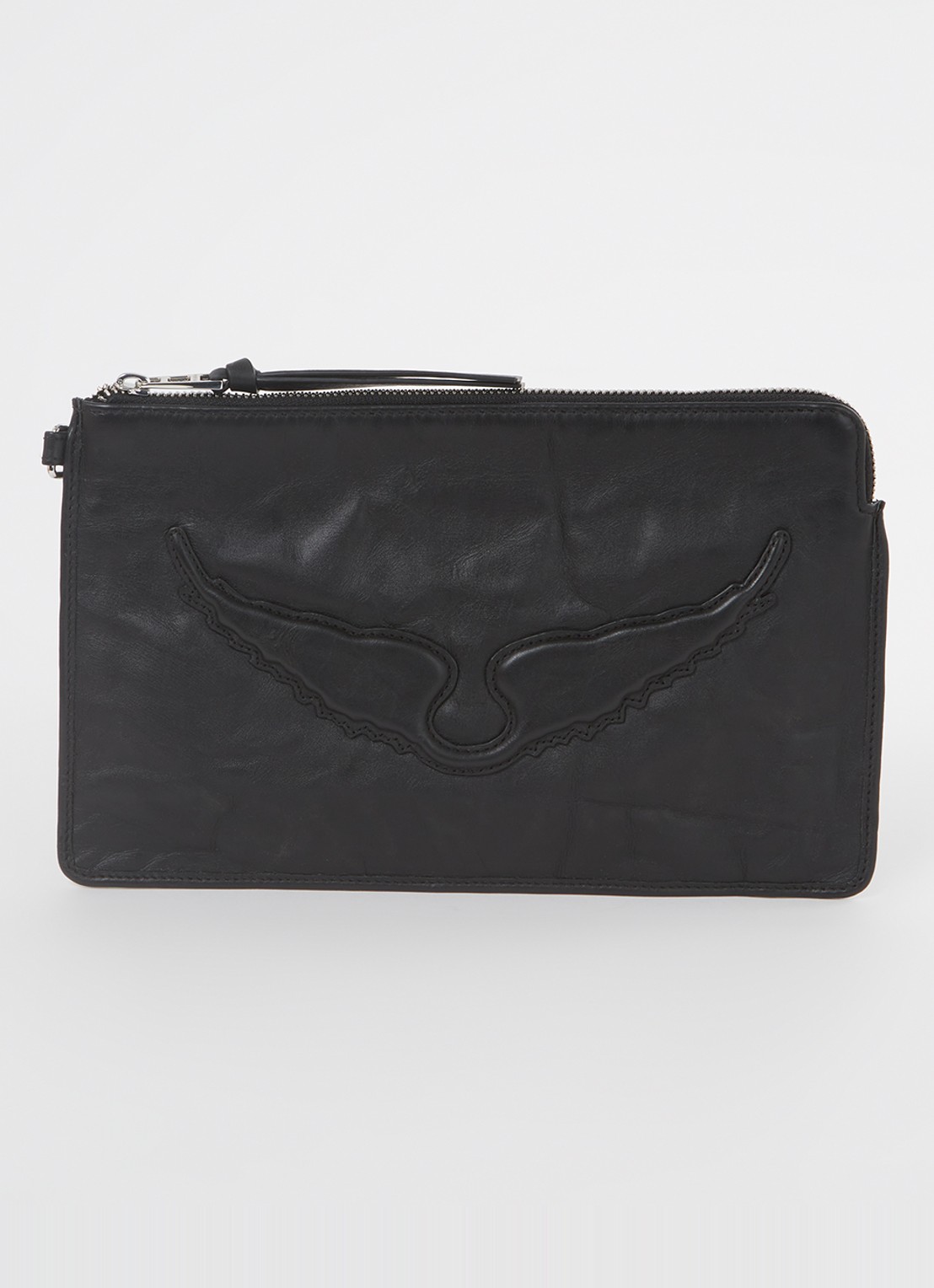 Zadig&Voltaire Angel clutch van kalfsleer - voorkant 4 zwart