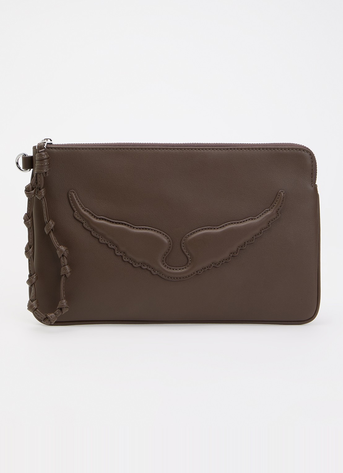 Zadig&Voltaire Angel clutch van leer met logo - voorkant 2 bruin