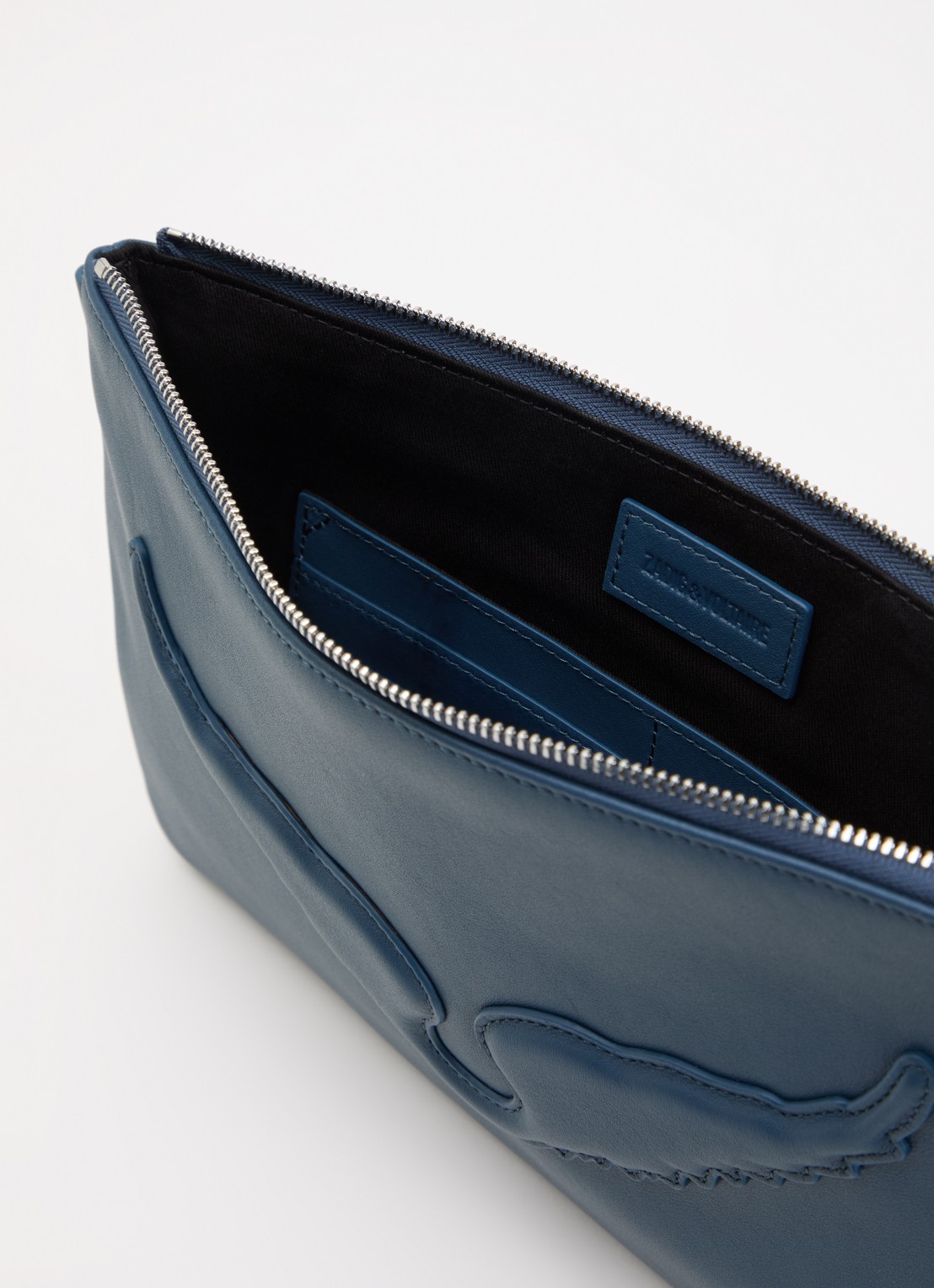 Zadig&Voltaire Angel clutch van leer met logo - detail 3 petrol