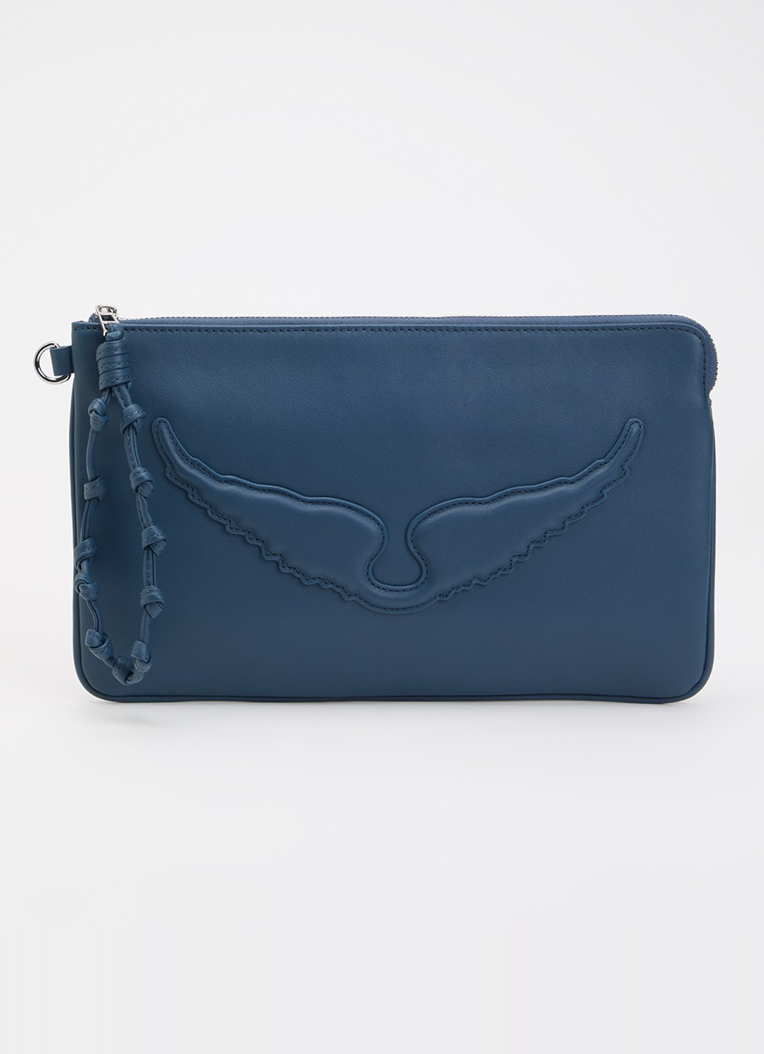 Zadig&Voltaire Angel clutch van leer met logo - voorkant 2 petrol