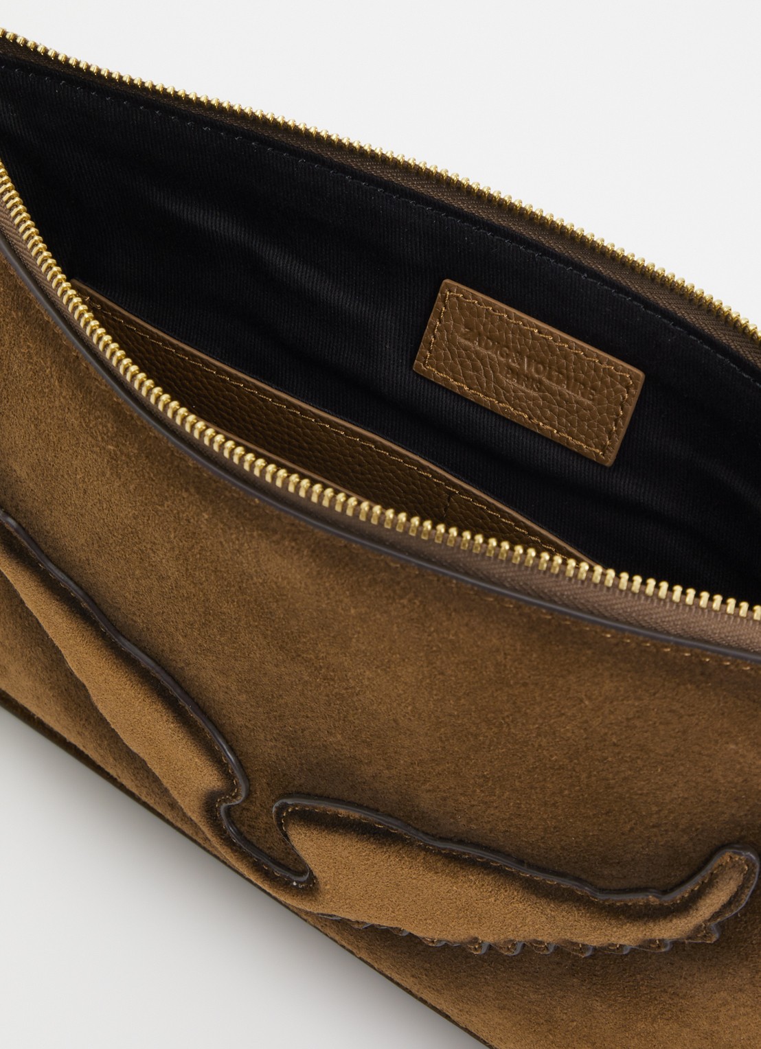 Zadig&Voltaire Angel clutch van suède - detail 2 cognac