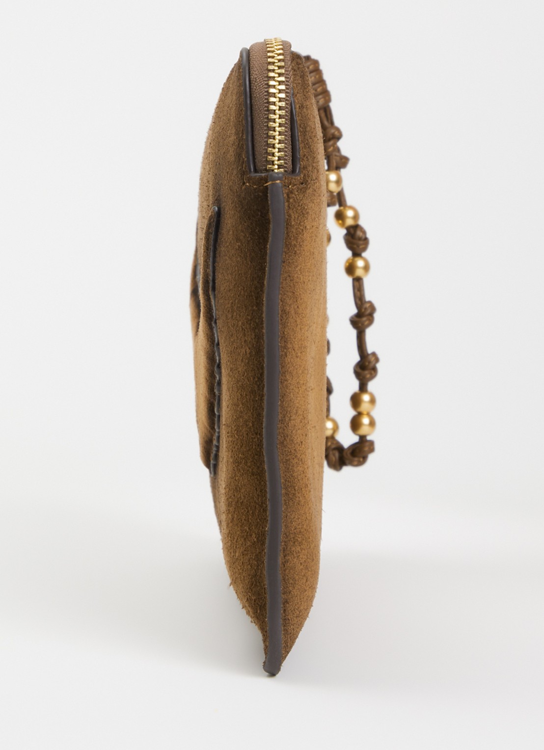 Zadig&Voltaire Angel clutch van suède - detail 3 cognac