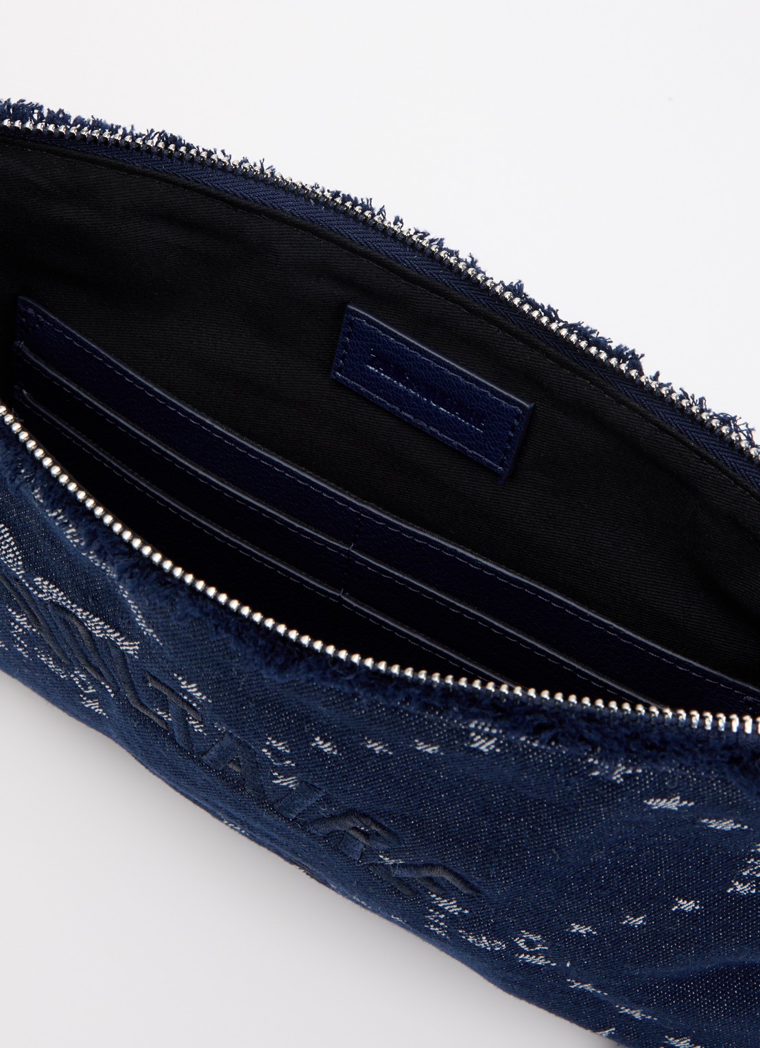 Zadig&Voltaire Angel Denim Monogram clutch met logoborduring  - detail donkerblauw