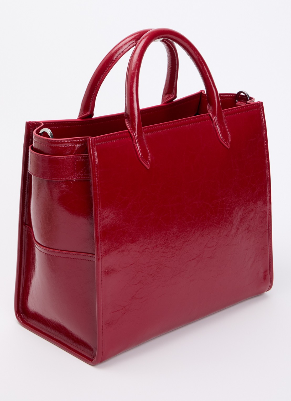 Zadig&Voltaire Angel Tote handtas van lakleer met afneembare schouderriem  - achterkant 4 kersenrood