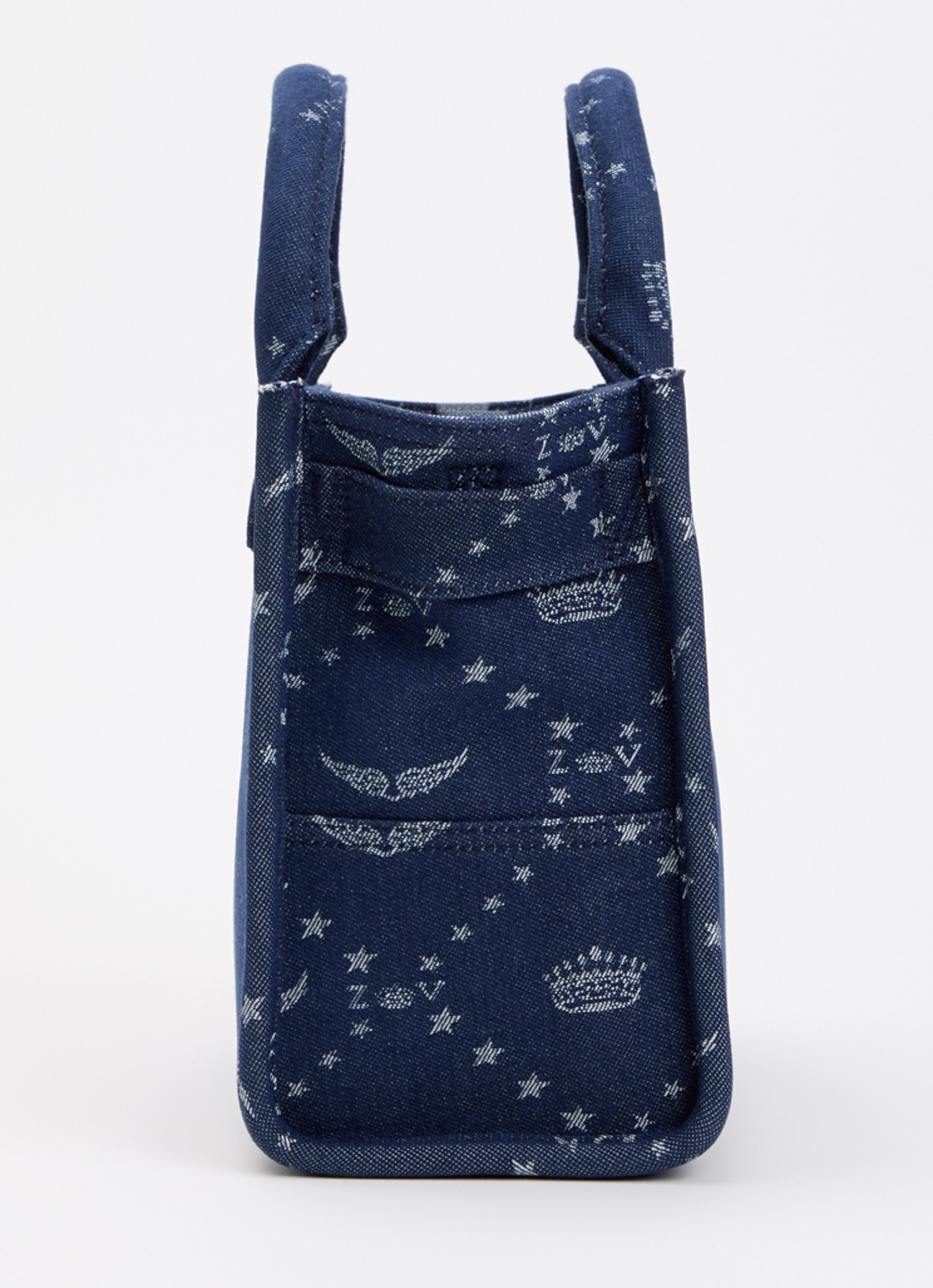 Zadig&Voltaire Angel Tote xs handtas van denim met afneembare schouderriem - detail 3 donkerblauw